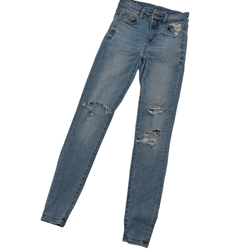 American Eagle Hi-Rise Jegging Womens 2 Regular Distressed Ripped Skinny Jean